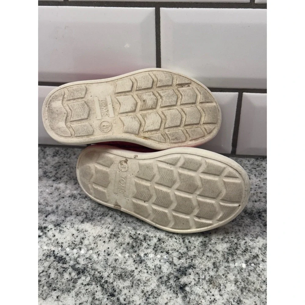 TOMS Toddler 8 Slip On Shoes Pink Perforated Water Friendly Casual Summer